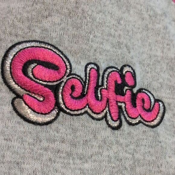 Girls' Gray and Pink Dress with Fun‎ Patches - Picture 6 of 9